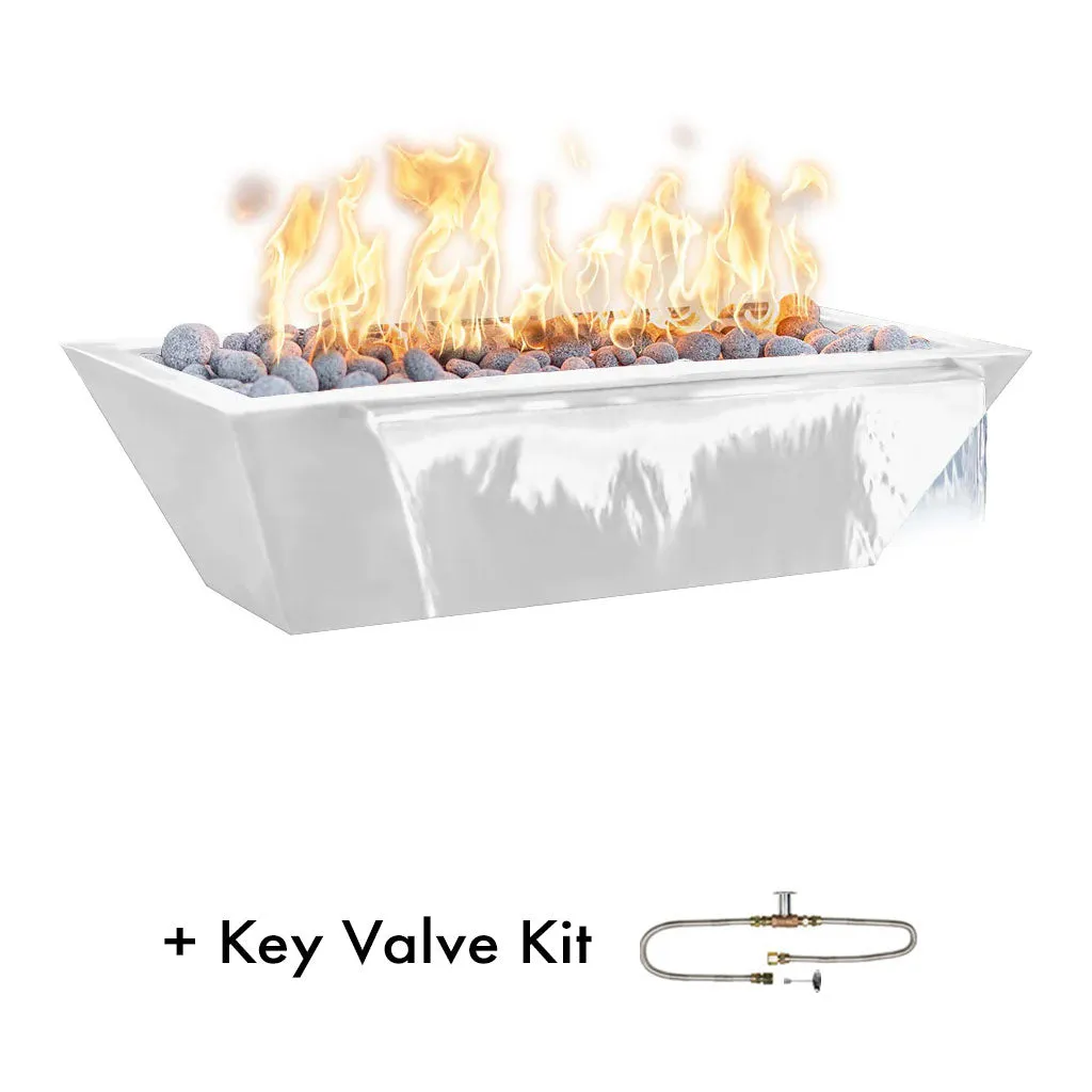 Maya 60" Linear Fire and Water Bowl, Powder Coated Metal - Pool Feature