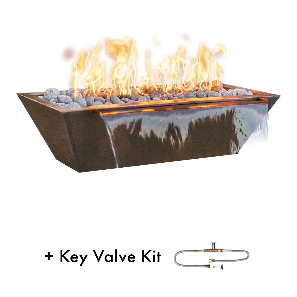 Maya 60" Linear Fire and Water Bowl, Powder Coated Metal - Pool Feature