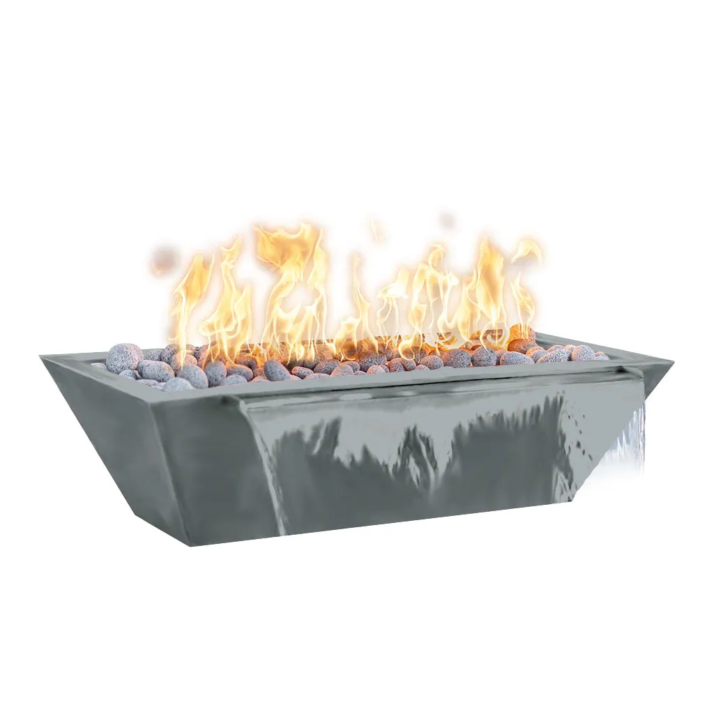 Maya 60" Linear Fire and Water Bowl, Powder Coated Metal - Pool Feature