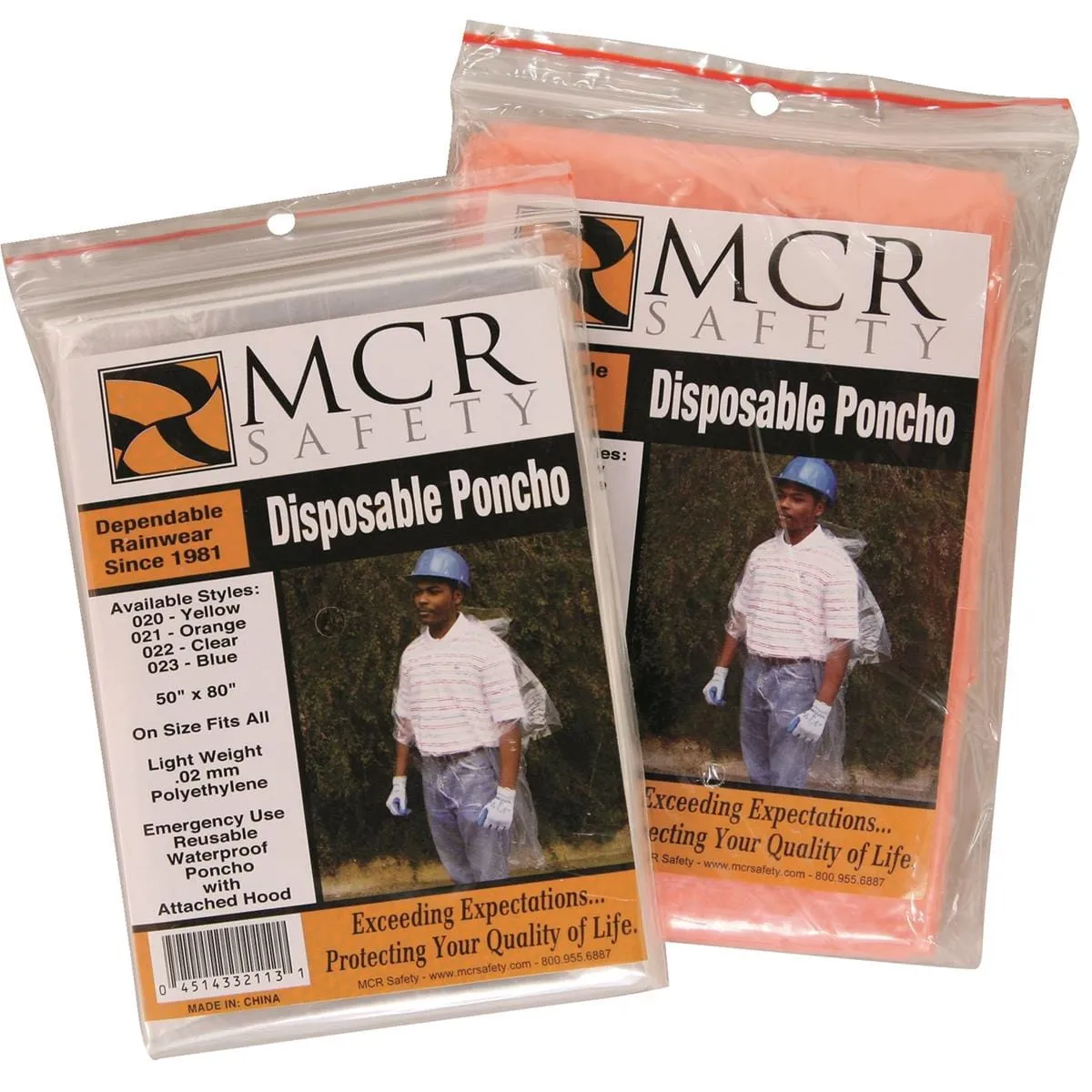 MCR Safety Disposable Rain Ponchos, Pkg. of 12