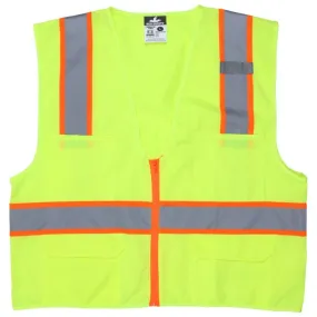 MCR Safety Luminator SURVL Class 2 High Visibility Reflective Safety Vest, Hi Vis Lime, 1 Each