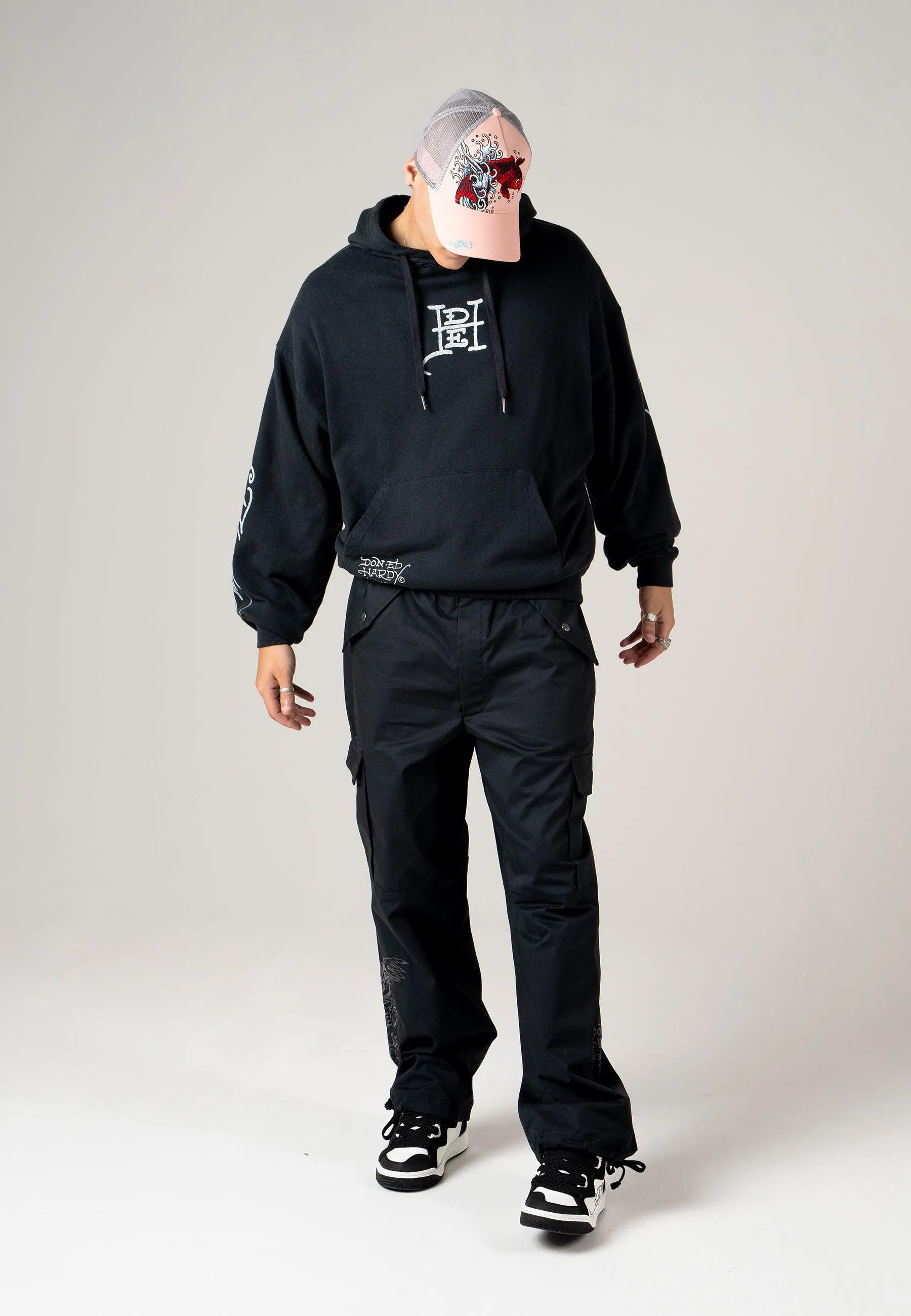 Mens Eagle Swoop Cargo Pants Trousers - Black