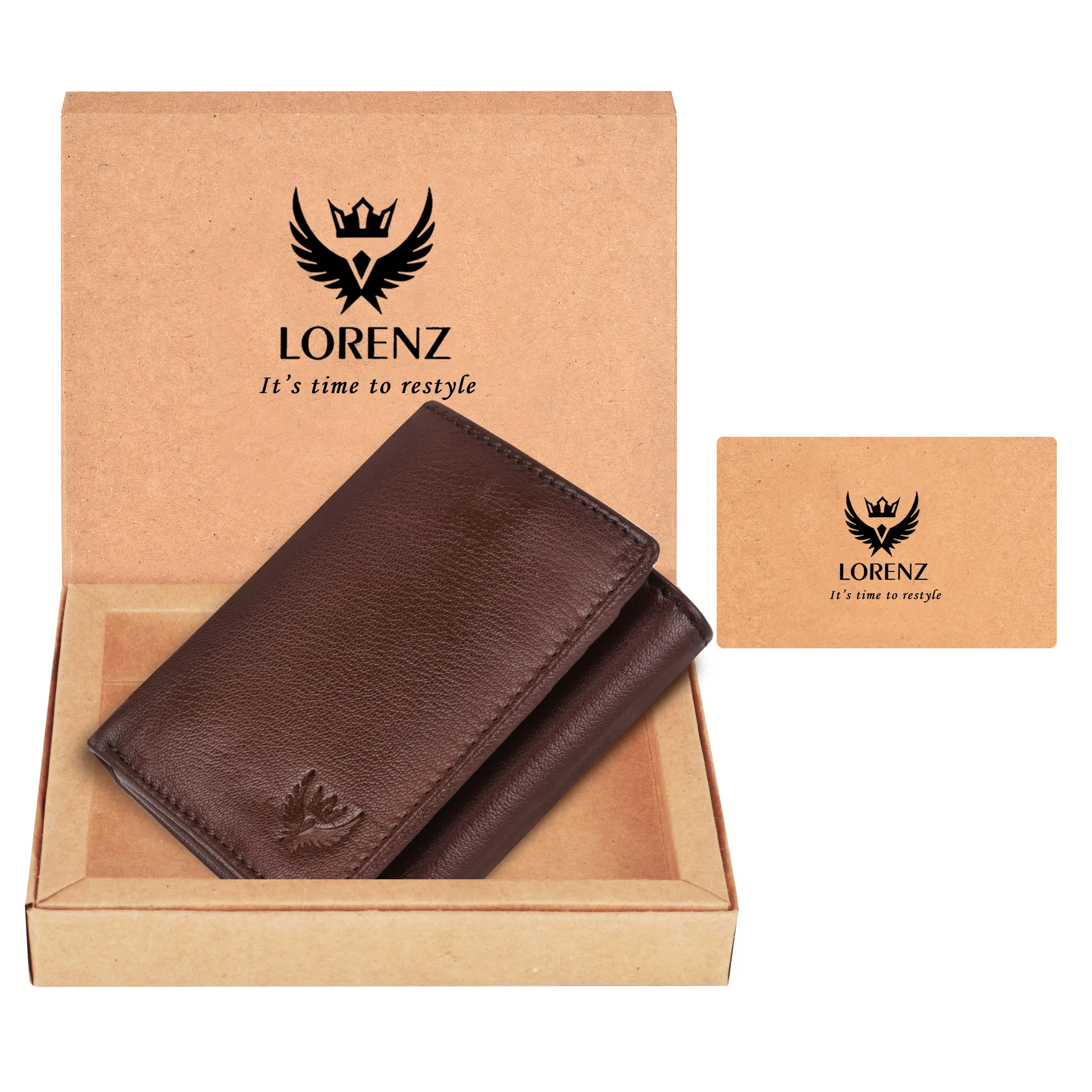 Men's RFID-Blocking Leather Wallet with ID Slot - TriFold Closure in Umber Brown