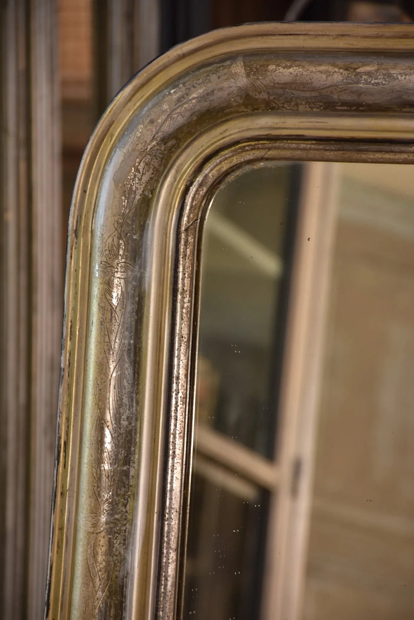 Mid 19th century Silver framed Louis Philippe mirror