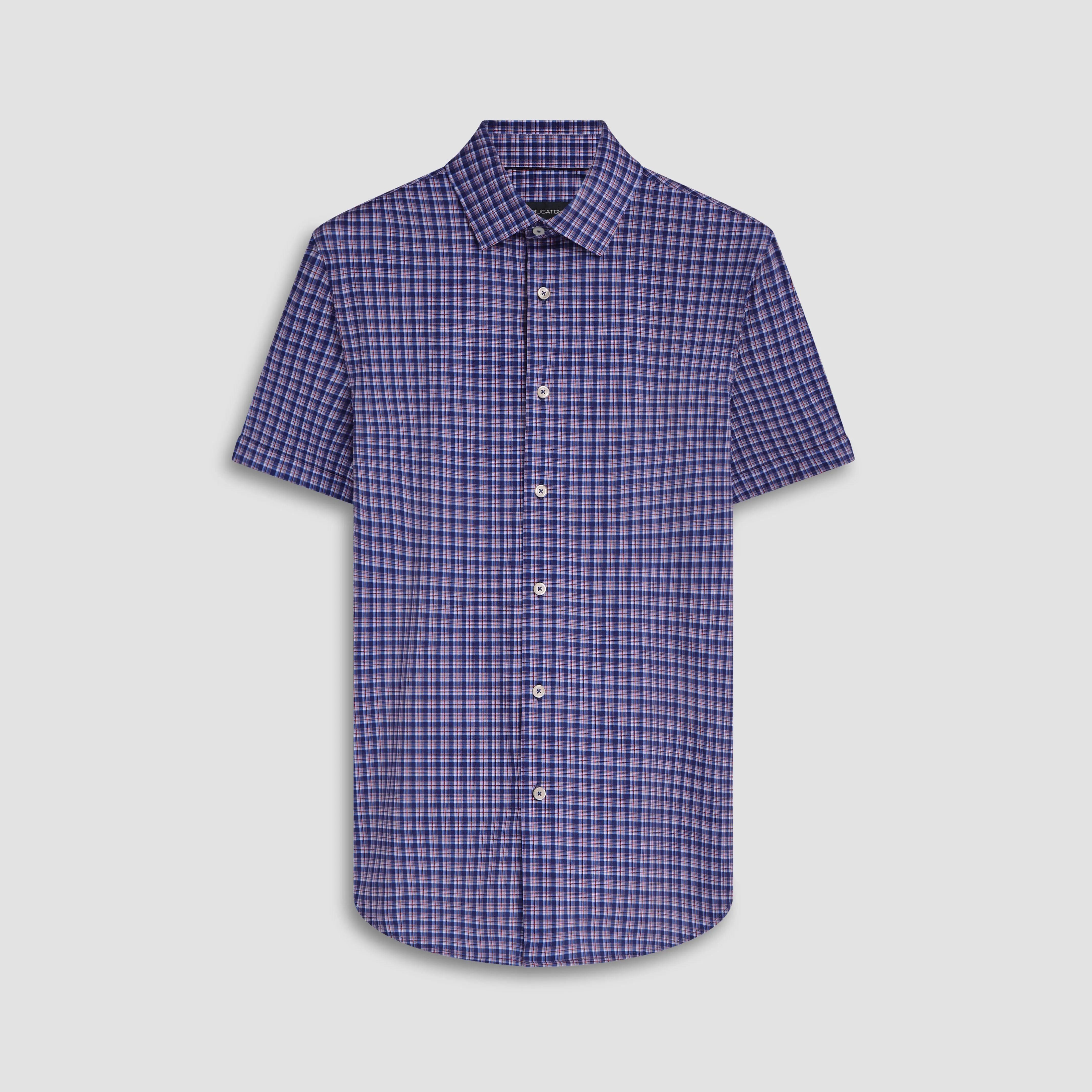 Miles Plaid Check Print OoohCotton Short Sleeve Shirt