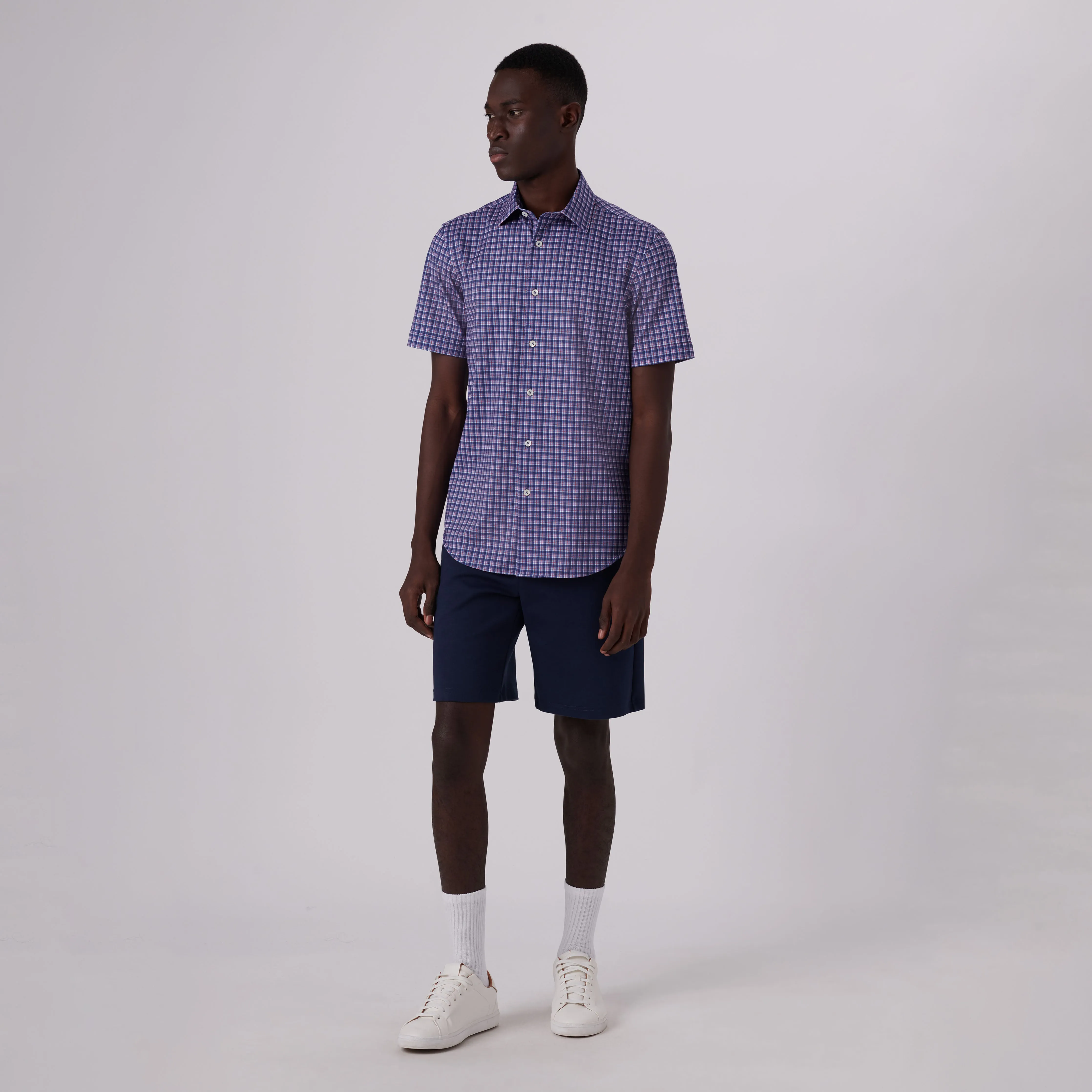 Miles Plaid Check Print OoohCotton Short Sleeve Shirt