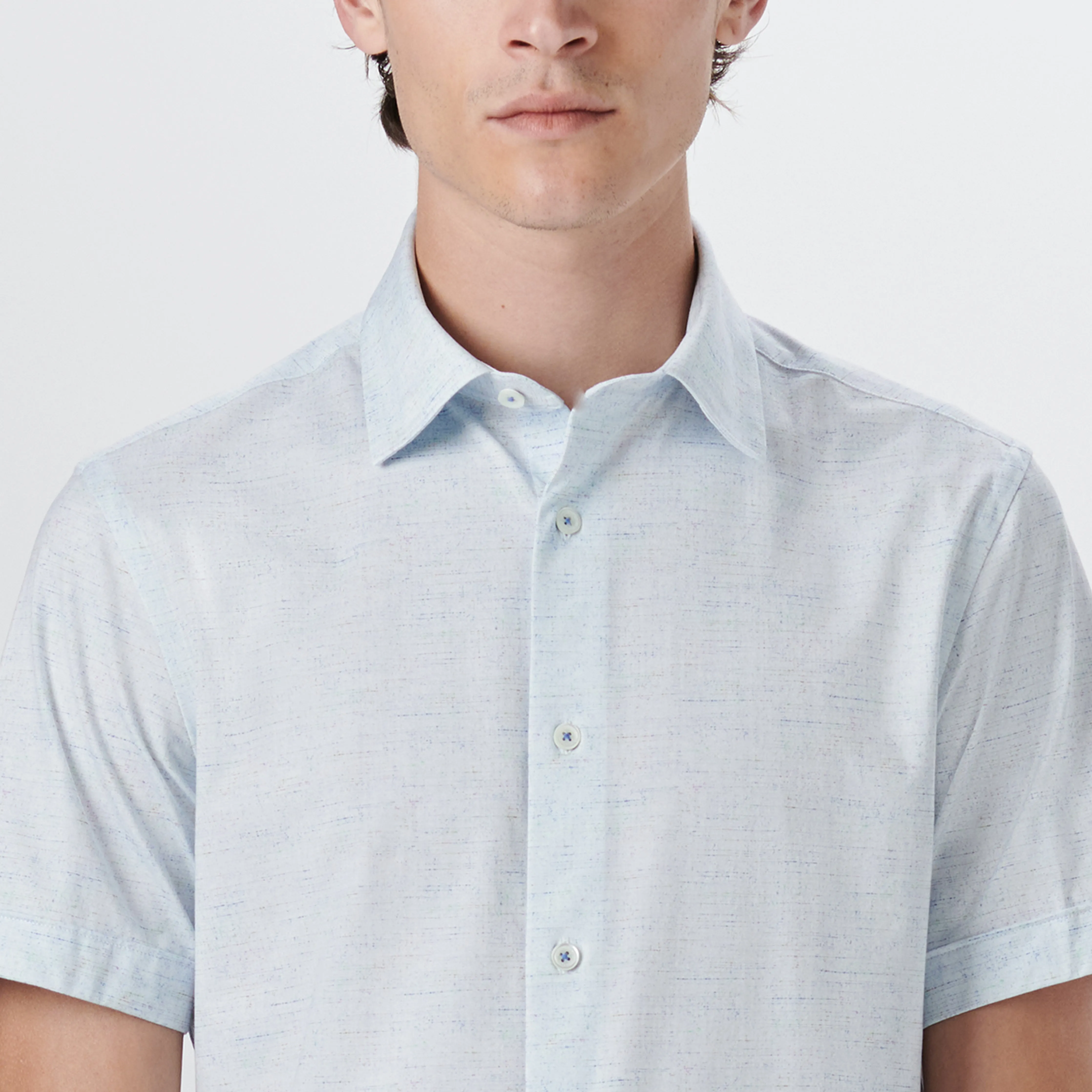 MILES Striated OoohCotton Short Sleeve Shirt