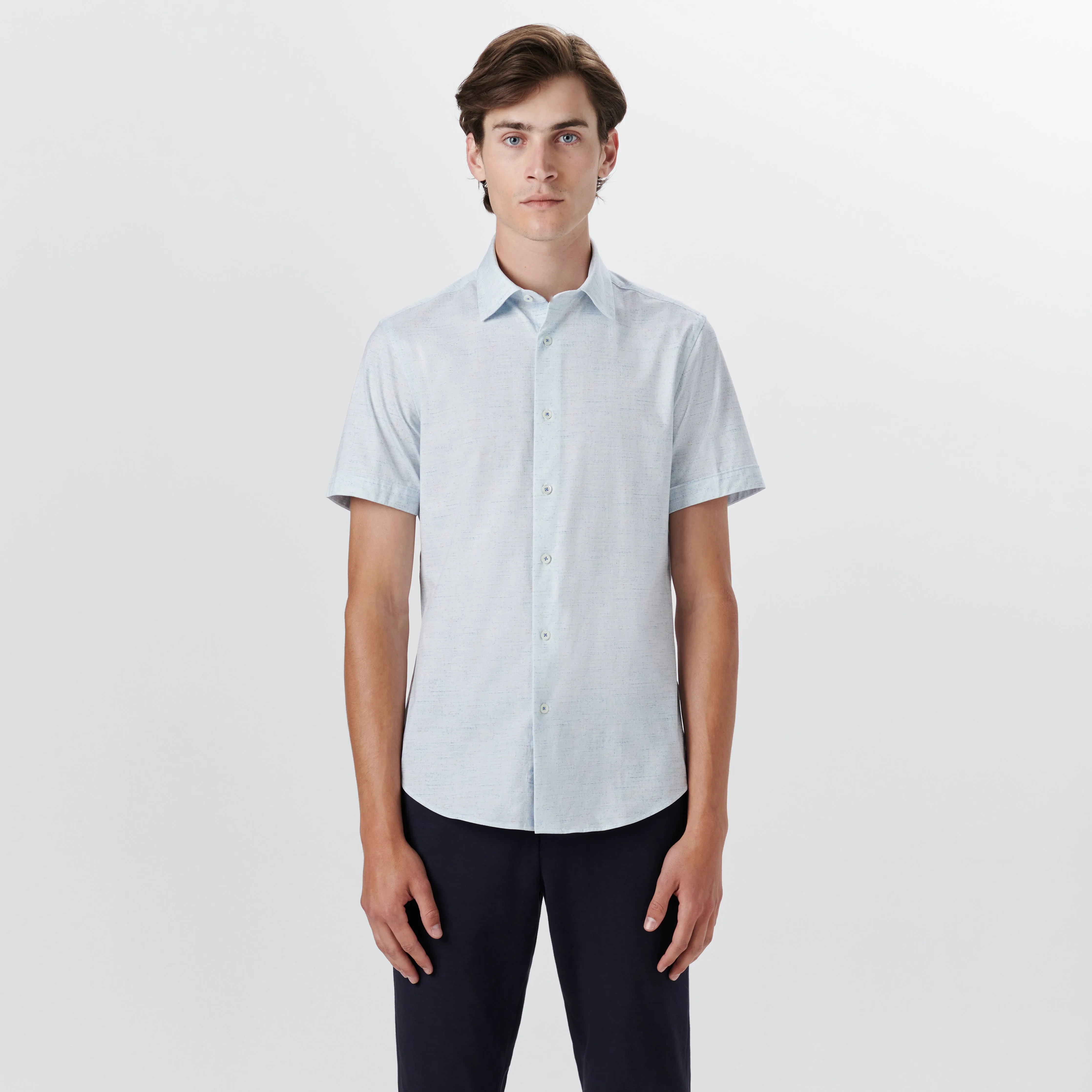 MILES Striated OoohCotton Short Sleeve Shirt