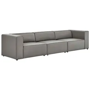 Mingle Vegan Leather 3-Piece Sectional Sofa Gray EEI-4789-GRY