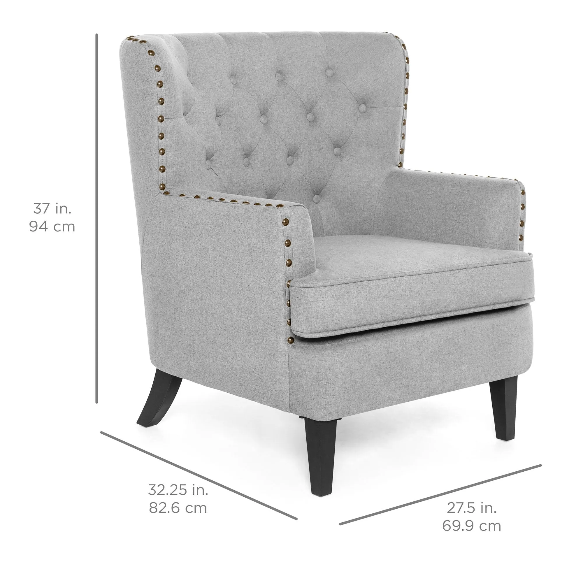 Modern Tufted Wingback Accent Chair Living Room Furniture w/ Nailhead Trim