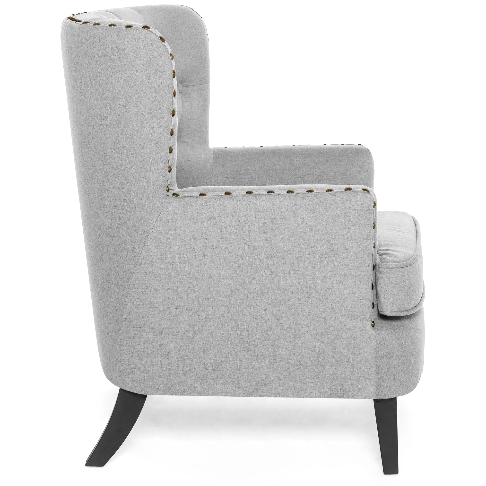 Modern Tufted Wingback Accent Chair Living Room Furniture w/ Nailhead Trim