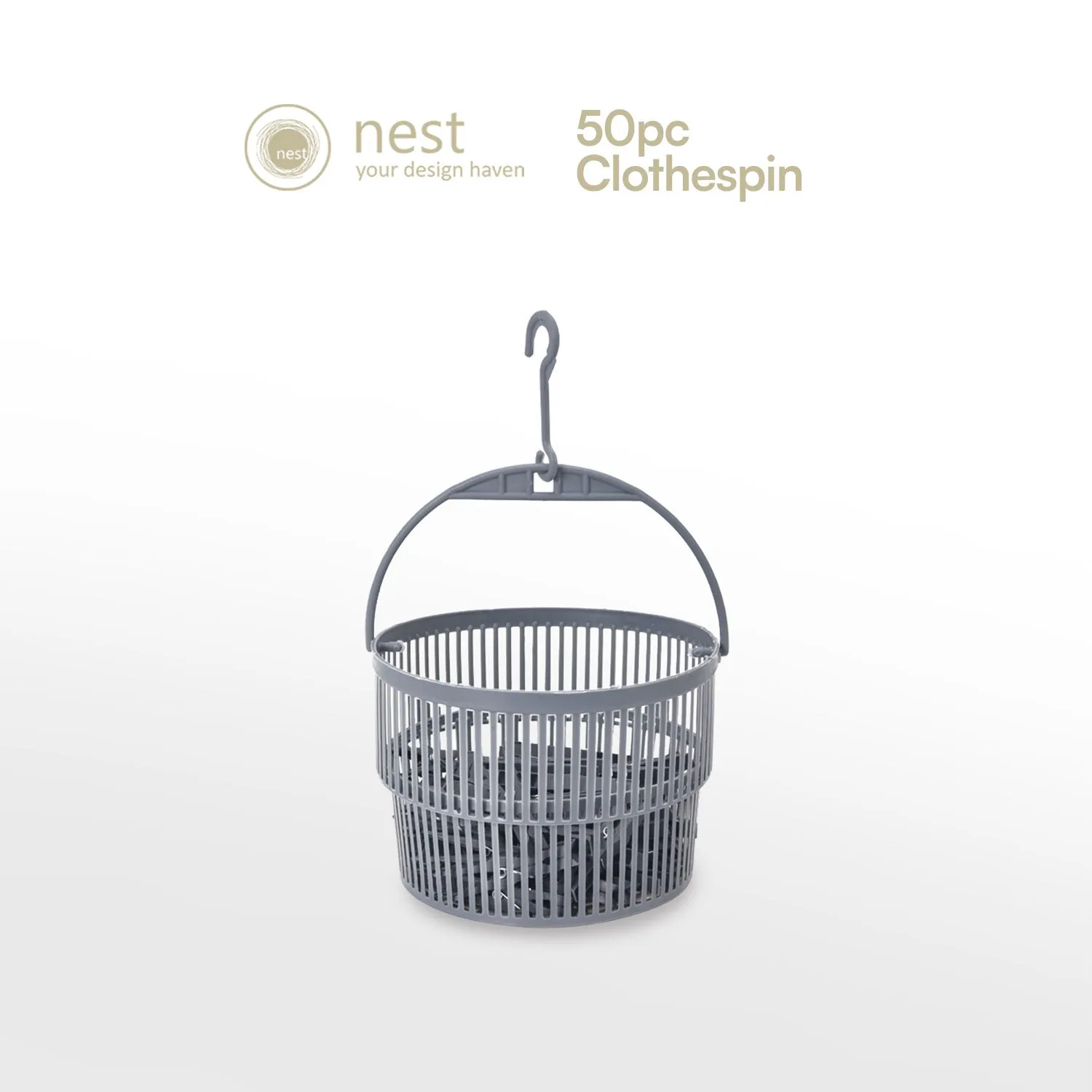 NEST DESIGN LAB Premium Clothes Pin with Basket Set of 50