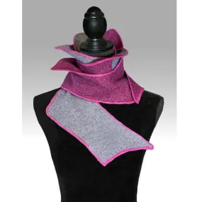 NEW! Zig Zag Scarf in Silver & Rose with Magenta by K.Gereau Textiles