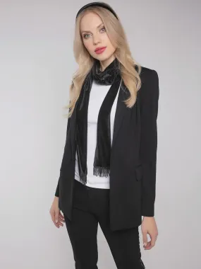 Nooki Tuxedo Skinny Velvet Scarf - Black