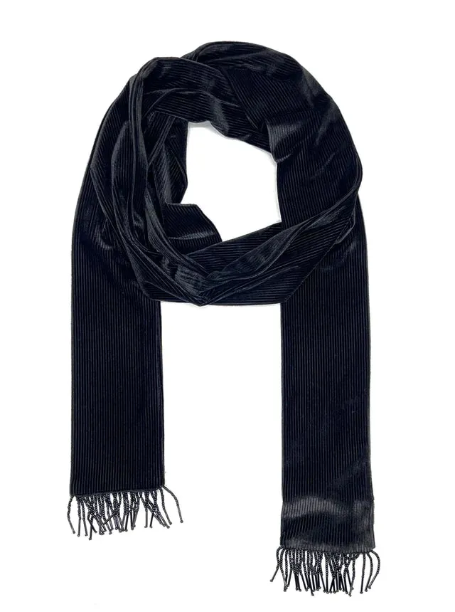 Nooki Tuxedo Skinny Velvet Scarf - Black