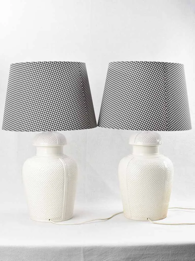 Pair of vintage table lamps - fish scale pattern 28¼"