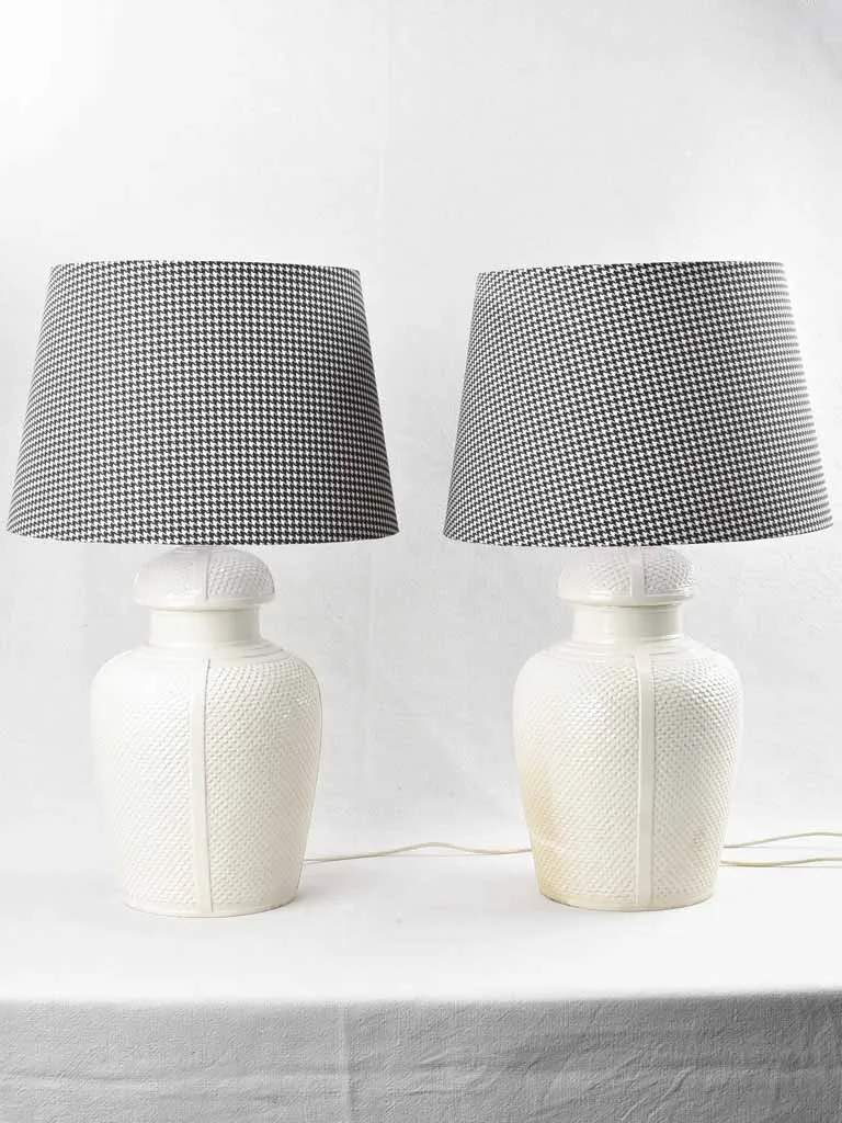 Pair of vintage table lamps - fish scale pattern 28¼"