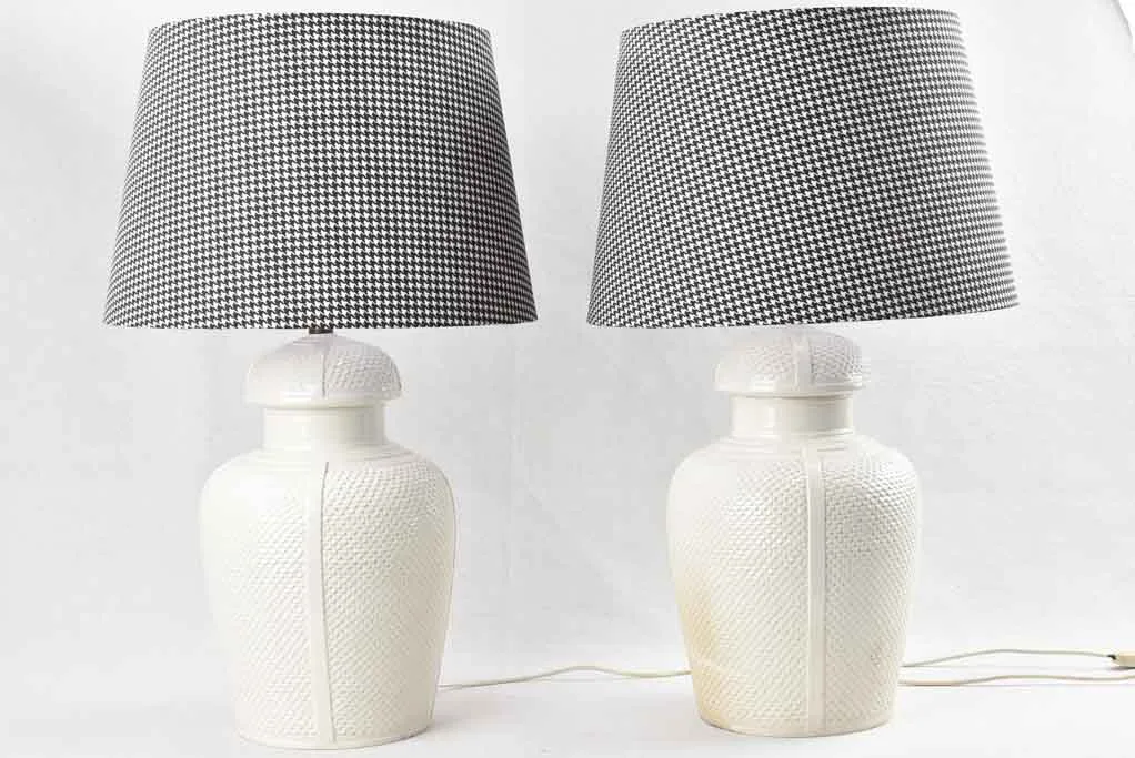 Pair of vintage table lamps - fish scale pattern 28¼"