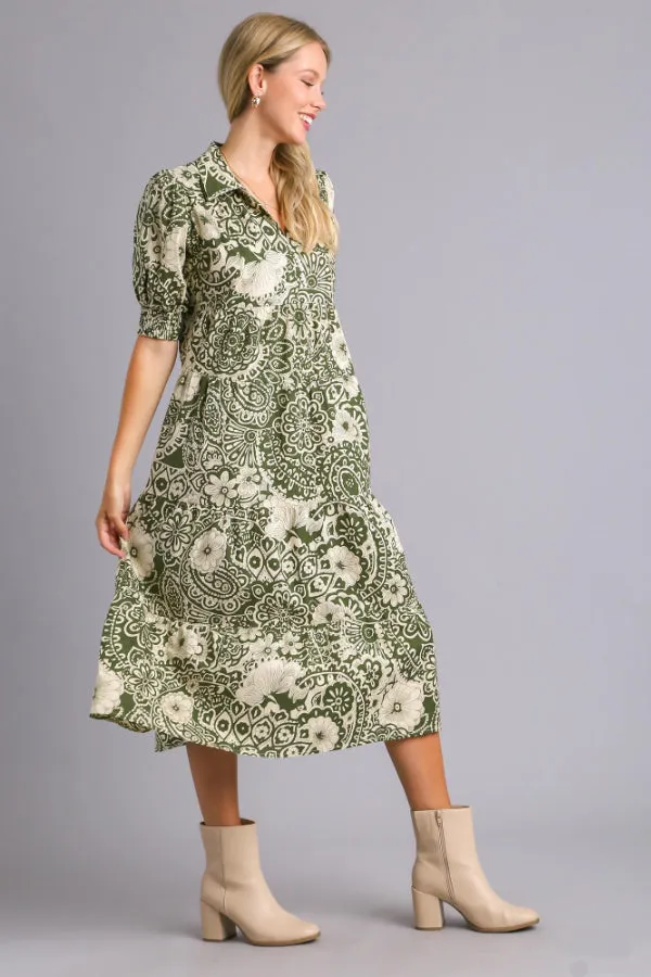 Paisley Print Midi Dress