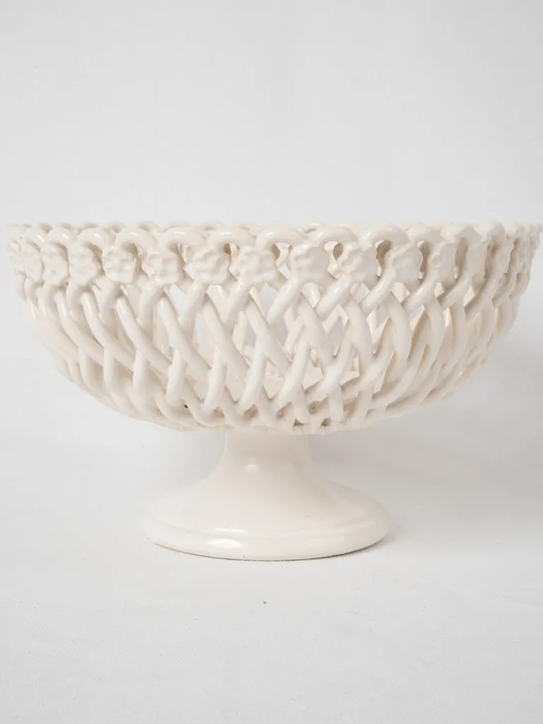 Pichon Uzes fruit basket bowl w/ white glaze - large 10¼"