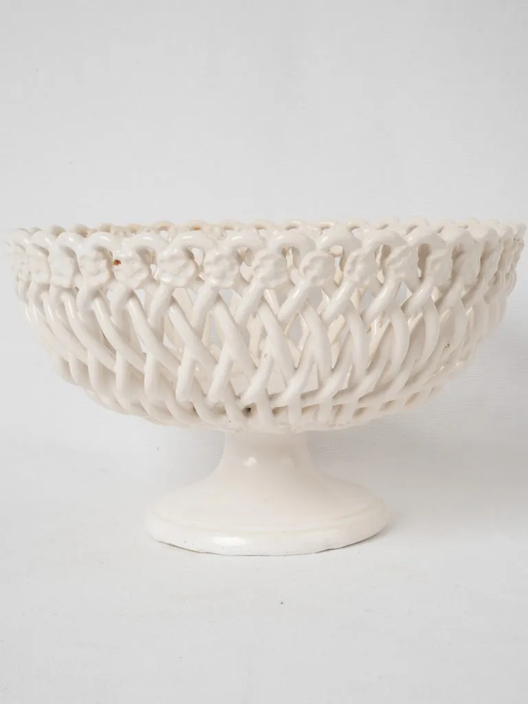 Pichon Uzes fruit basket bowl w/ white glaze - large 10¼"