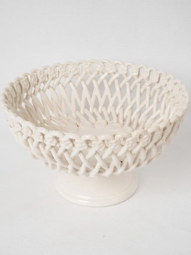 Pichon Uzes fruit basket bowl w/ white glaze - large 10¼"