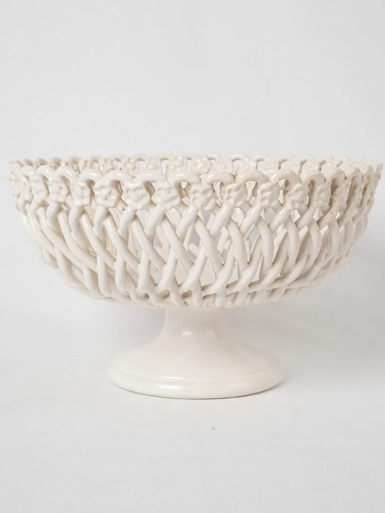 Pichon Uzes fruit basket bowl w/ white glaze - large 10¼"