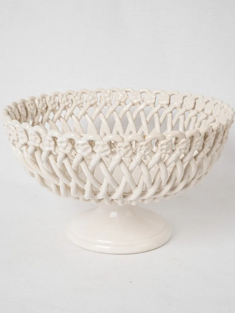 Pichon Uzes fruit basket bowl w/ white glaze - large 10¼"