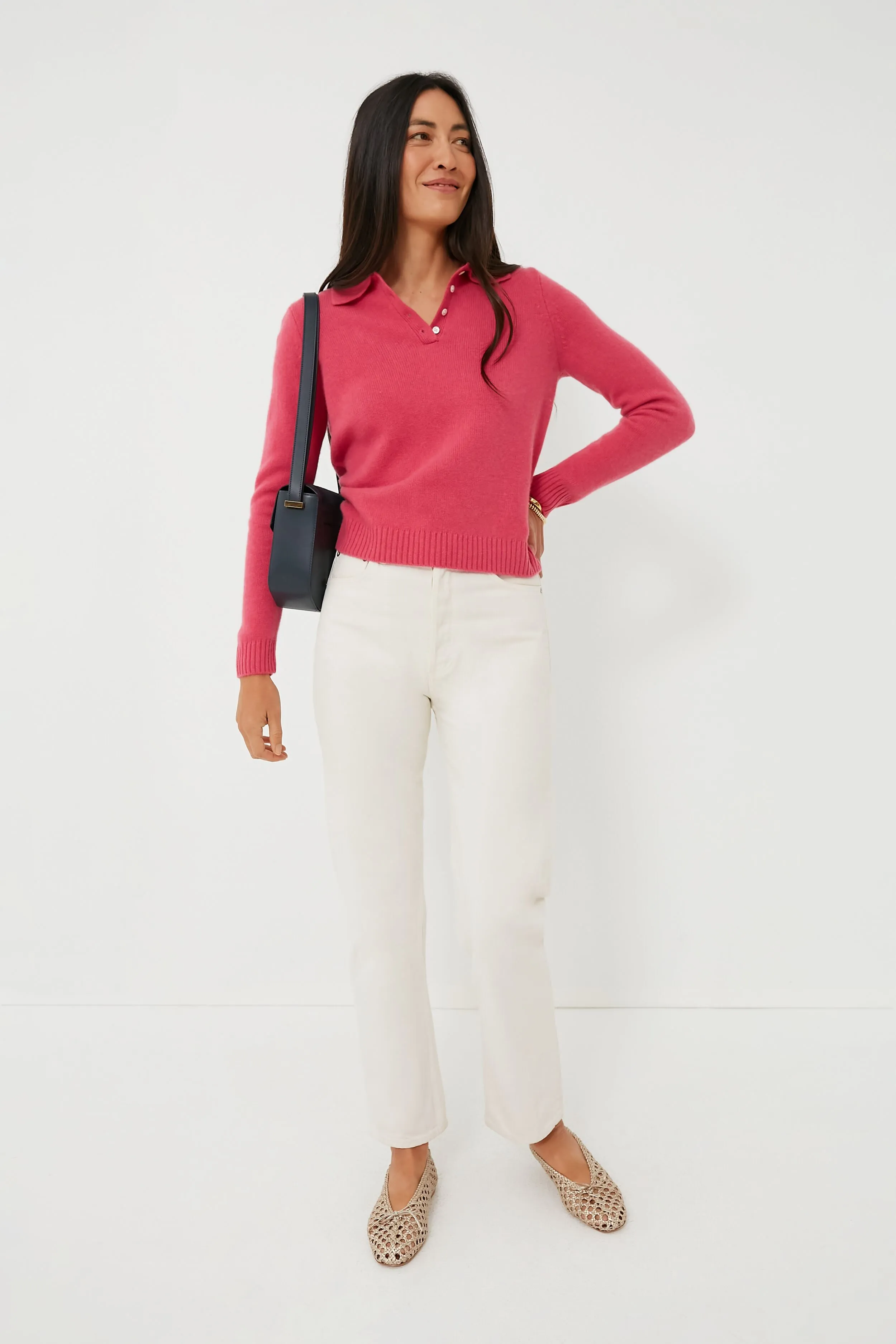 Pink Cashmere Alice Polo Sweater