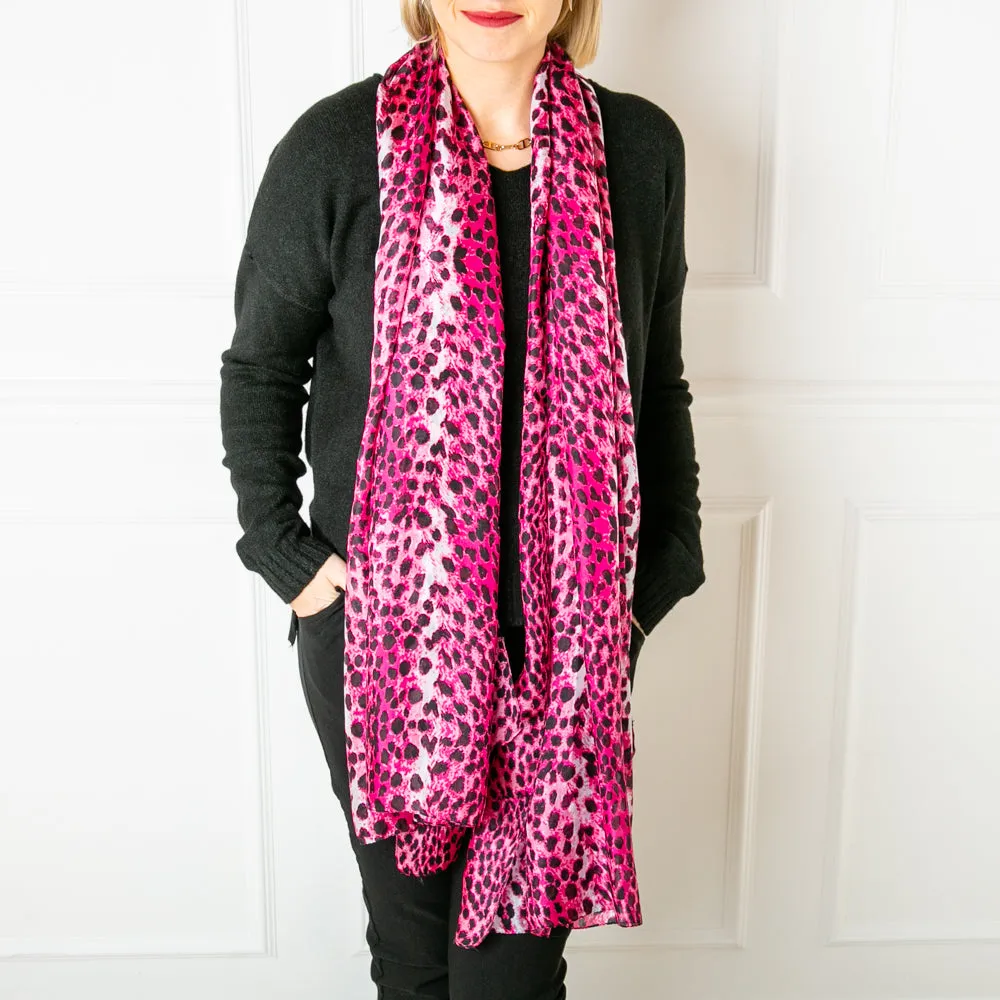 Pink Leopard Silk Scarf