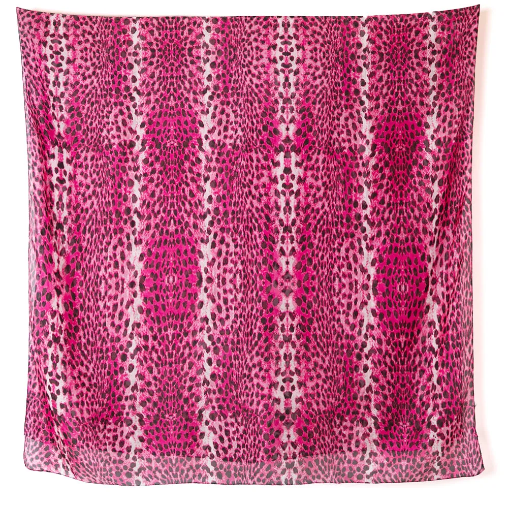 Pink Leopard Silk Scarf