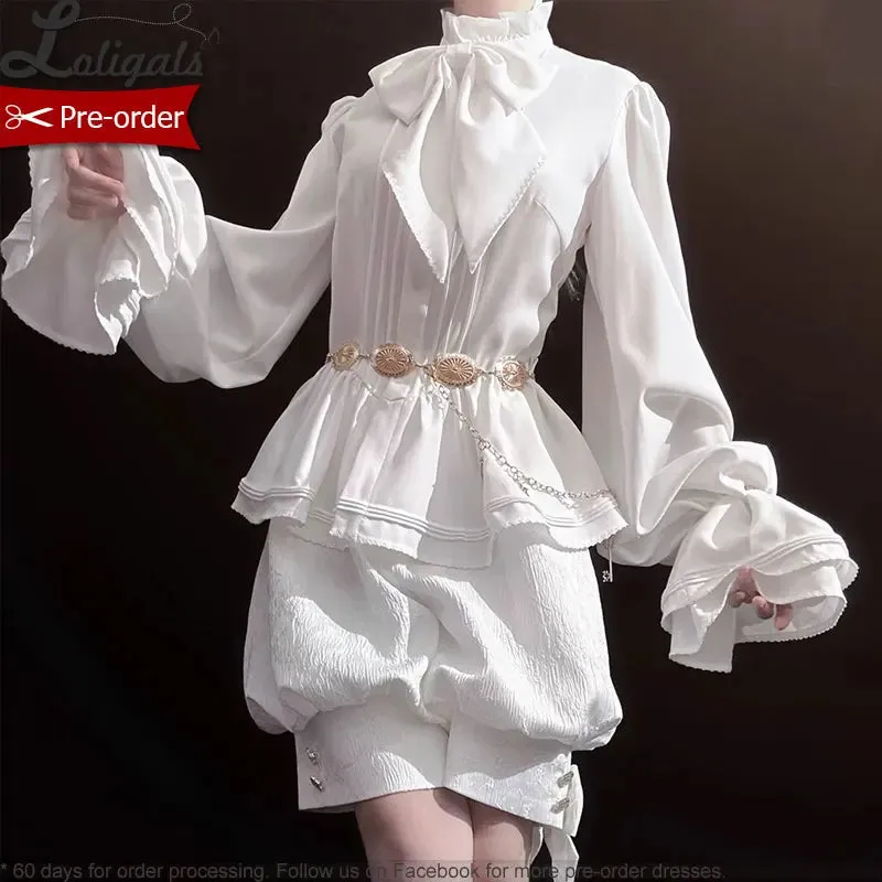 Pre-order Ouji Lolita Blouse Long Sleeve White Shirt by Princess Chronicles ~ Rabbit in Moonlight 2.0