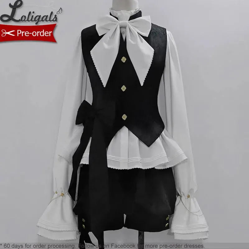 Pre-order Ouji Lolita Blouse Long Sleeve White Shirt by Princess Chronicles ~ Rabbit in Moonlight 2.0