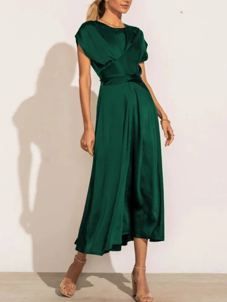 Rayne - Satin Cross Wrap Dress