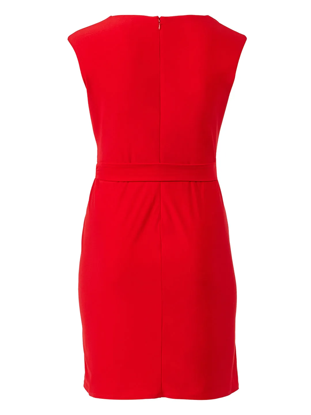 Red Faux-Wrap Dress