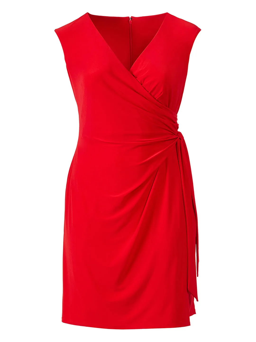 Red Faux-Wrap Dress