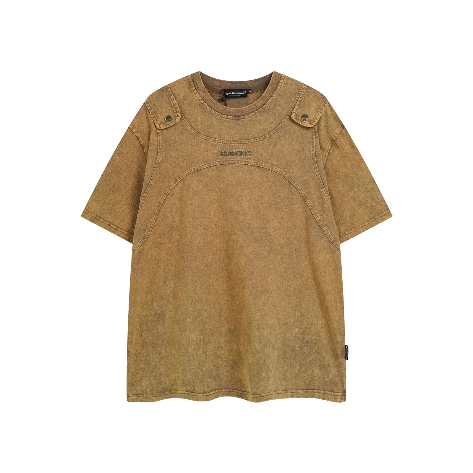 Retro Heavy Embroidery Washed And Distressed Summer T-shirt