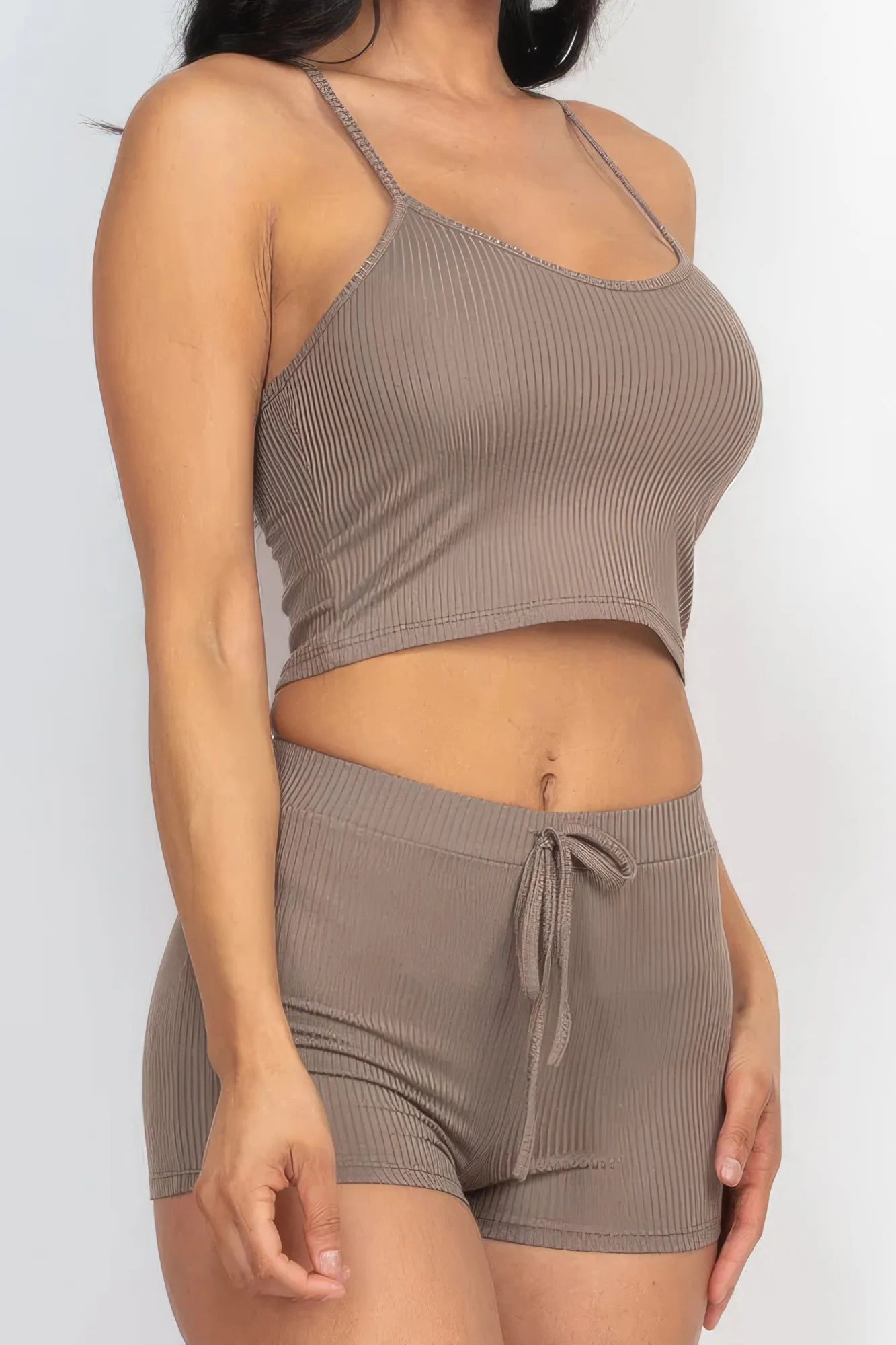 Ribbed Crop Cami Top & Women's Shorts Set