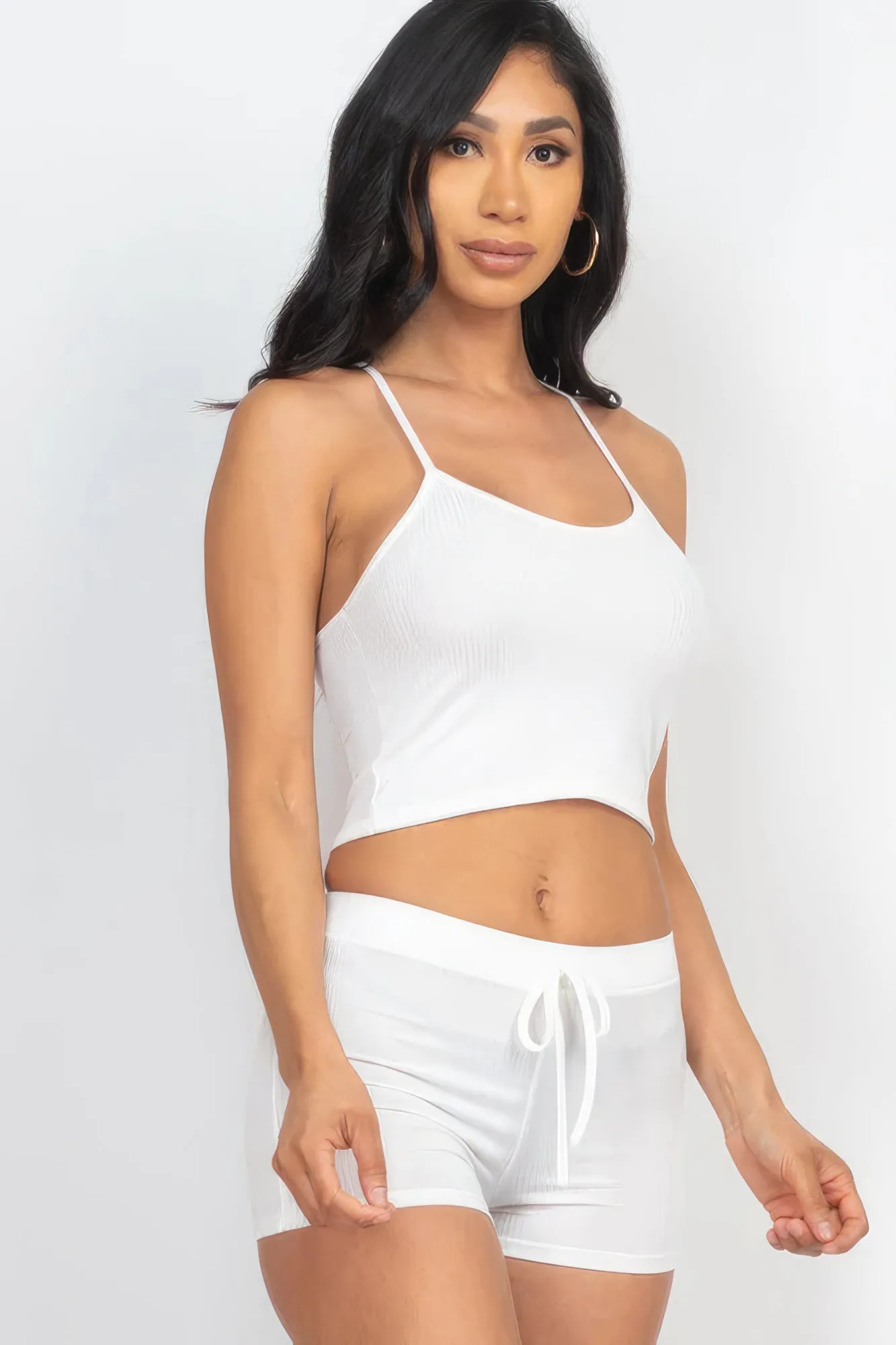 Ribbed Crop Cami Top & Women's Shorts Set