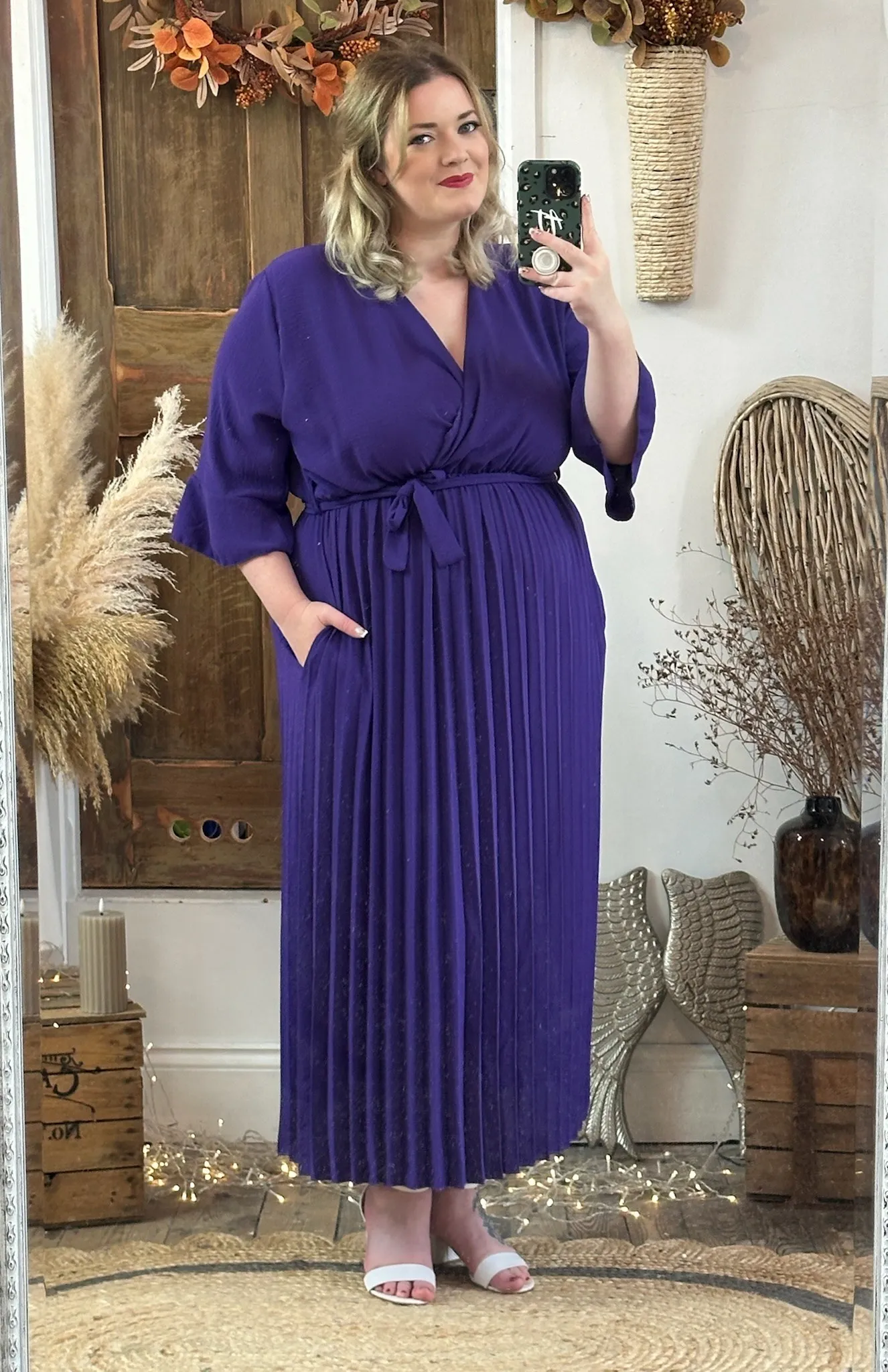 Rich Purple Rowan Pleated Midaxi Dress