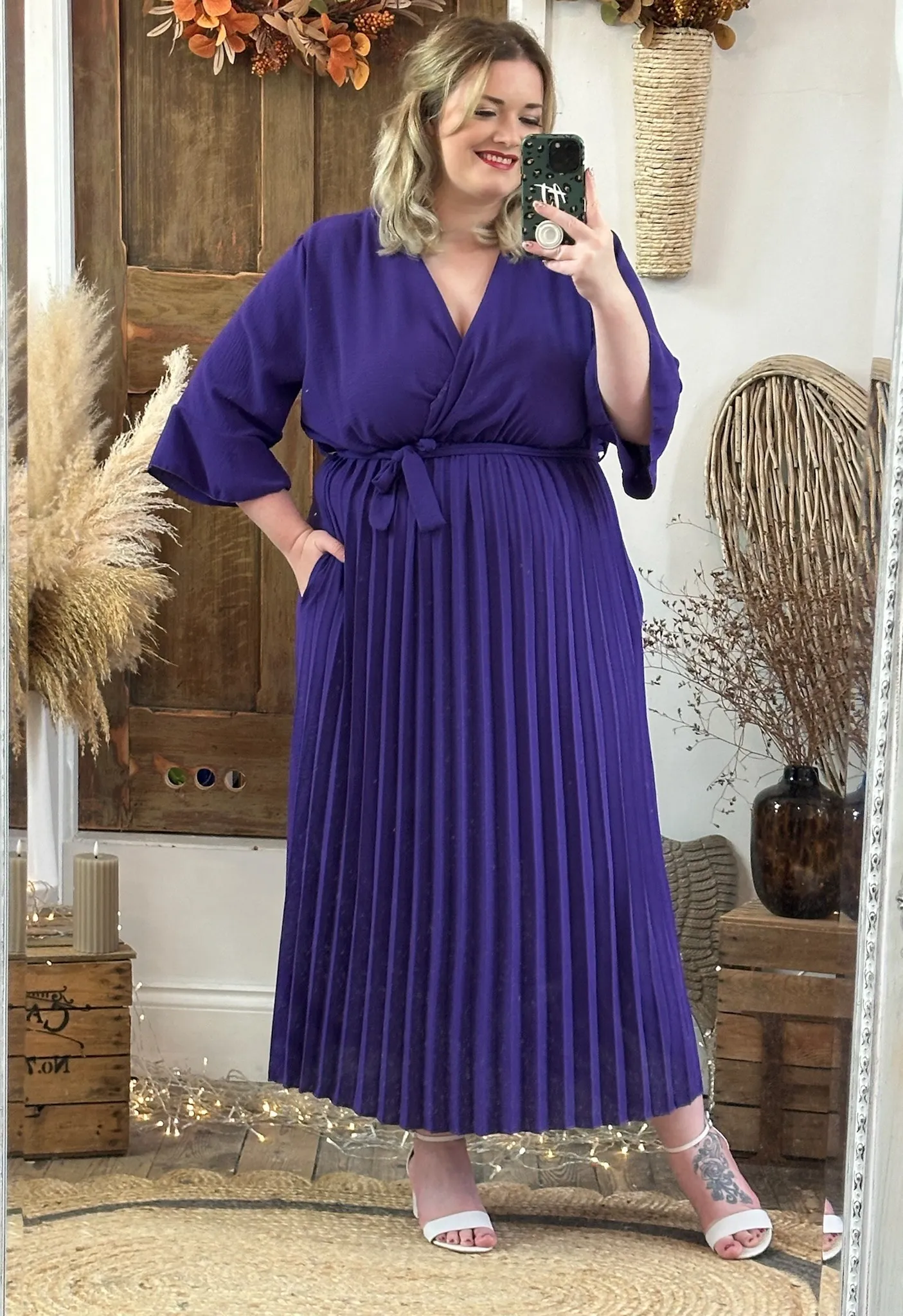 Rich Purple Rowan Pleated Midaxi Dress