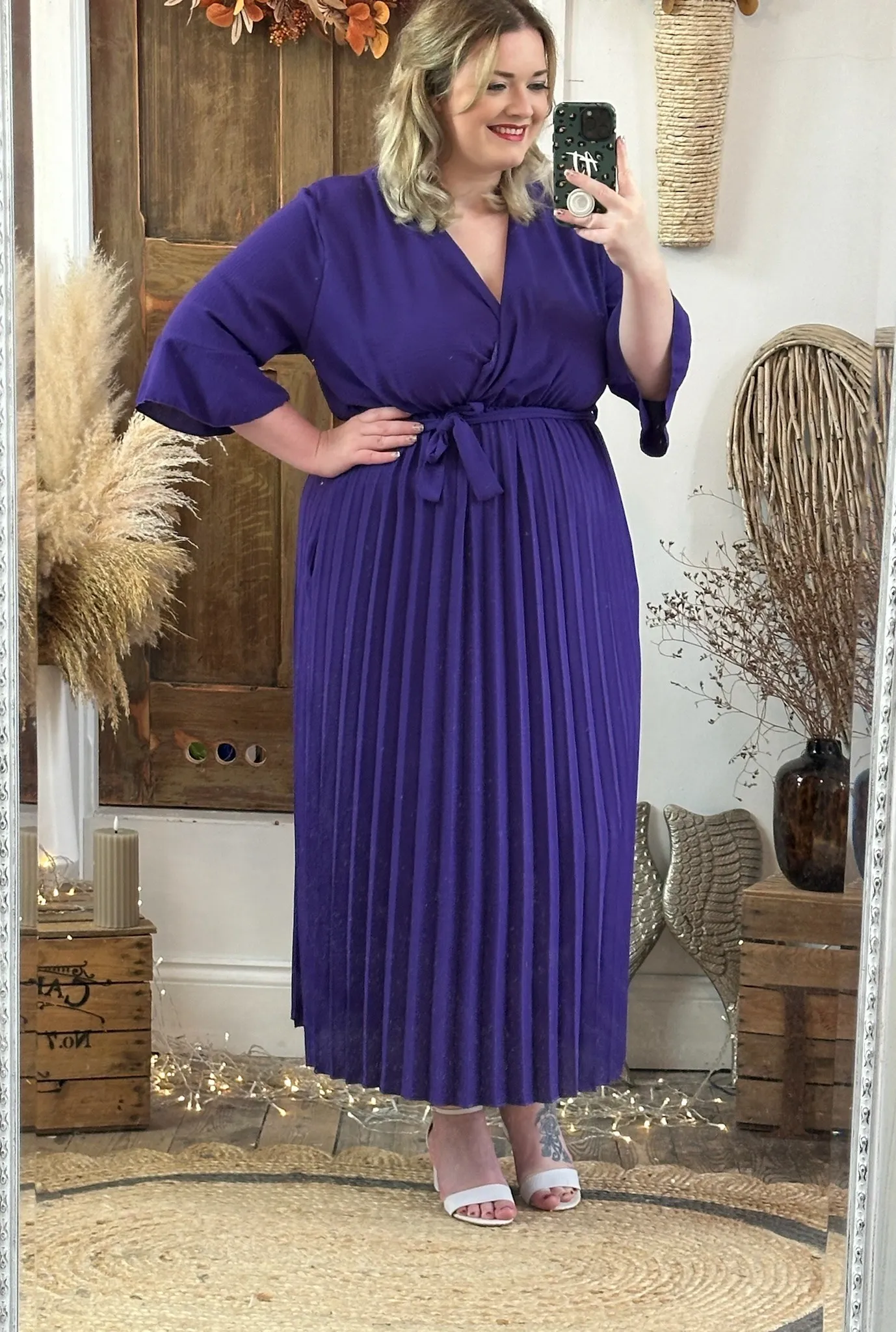 Rich Purple Rowan Pleated Midaxi Dress