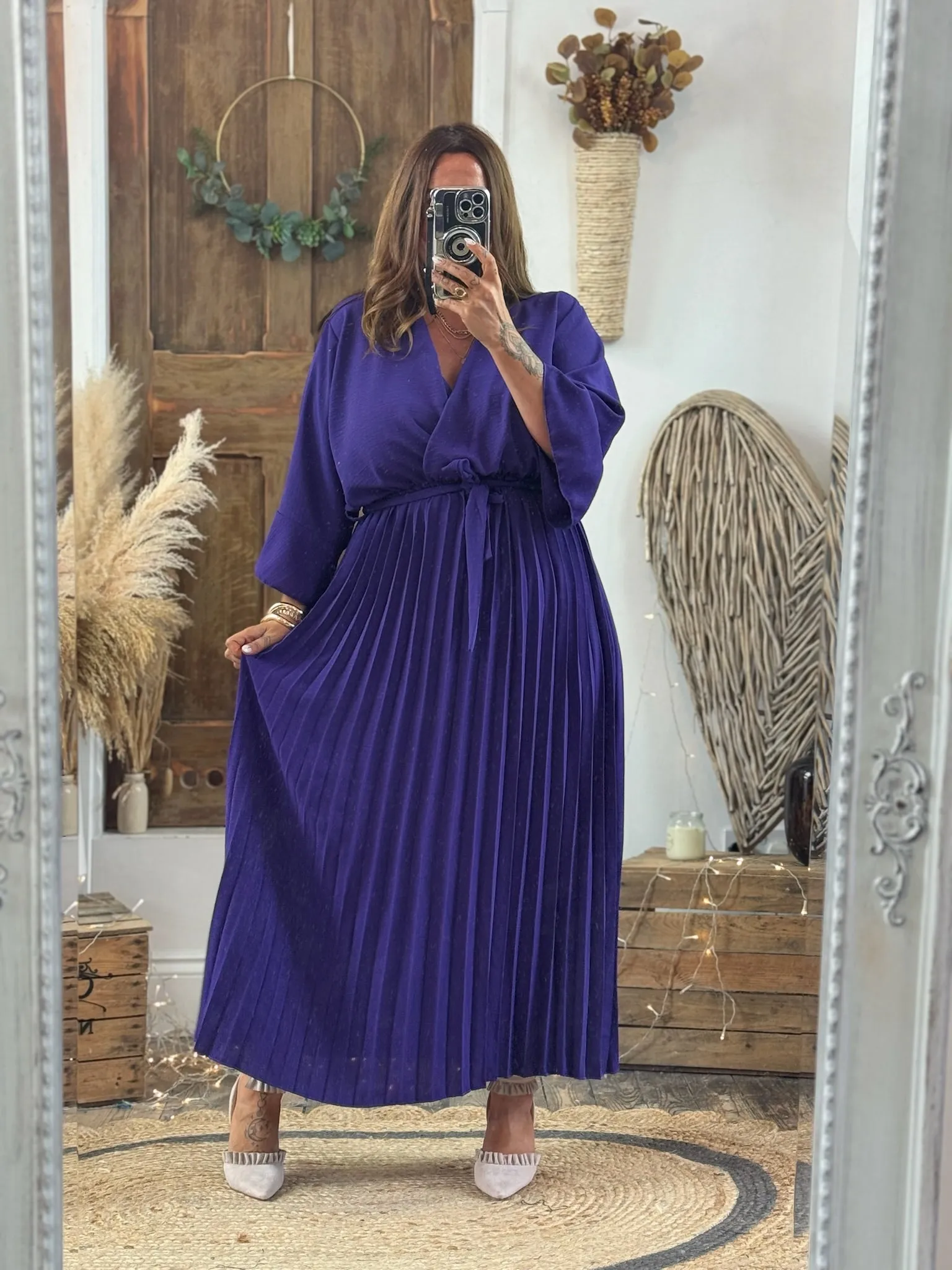 Rich Purple Rowan Pleated Midaxi Dress