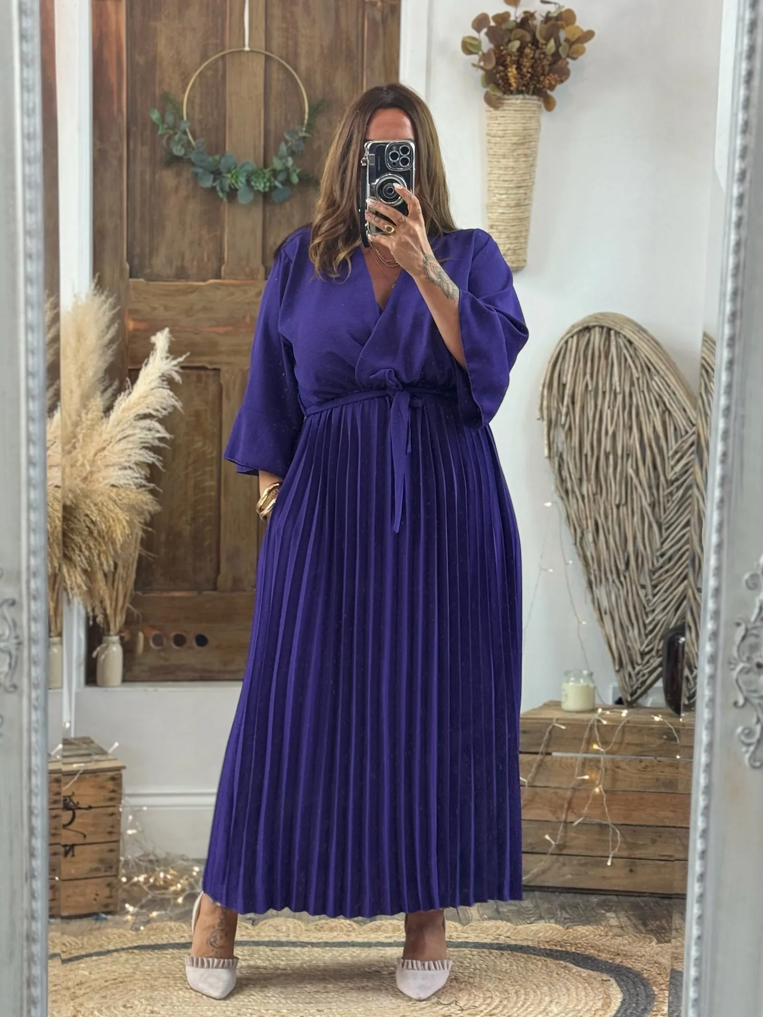 Rich Purple Rowan Pleated Midaxi Dress