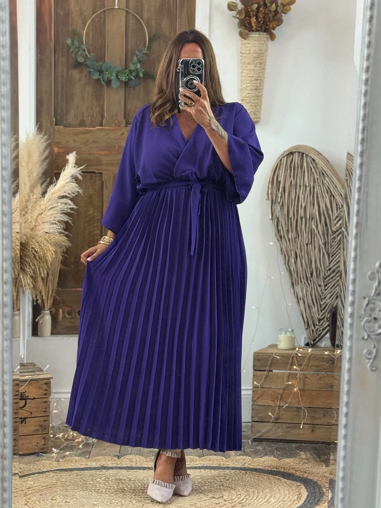 Rich Purple Rowan Pleated Midaxi Dress