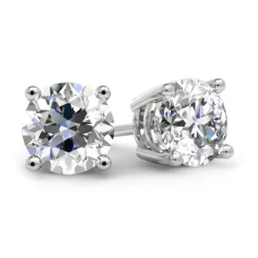 Round Brilliant Four Prong Lab Created Diamond Stud Earrings