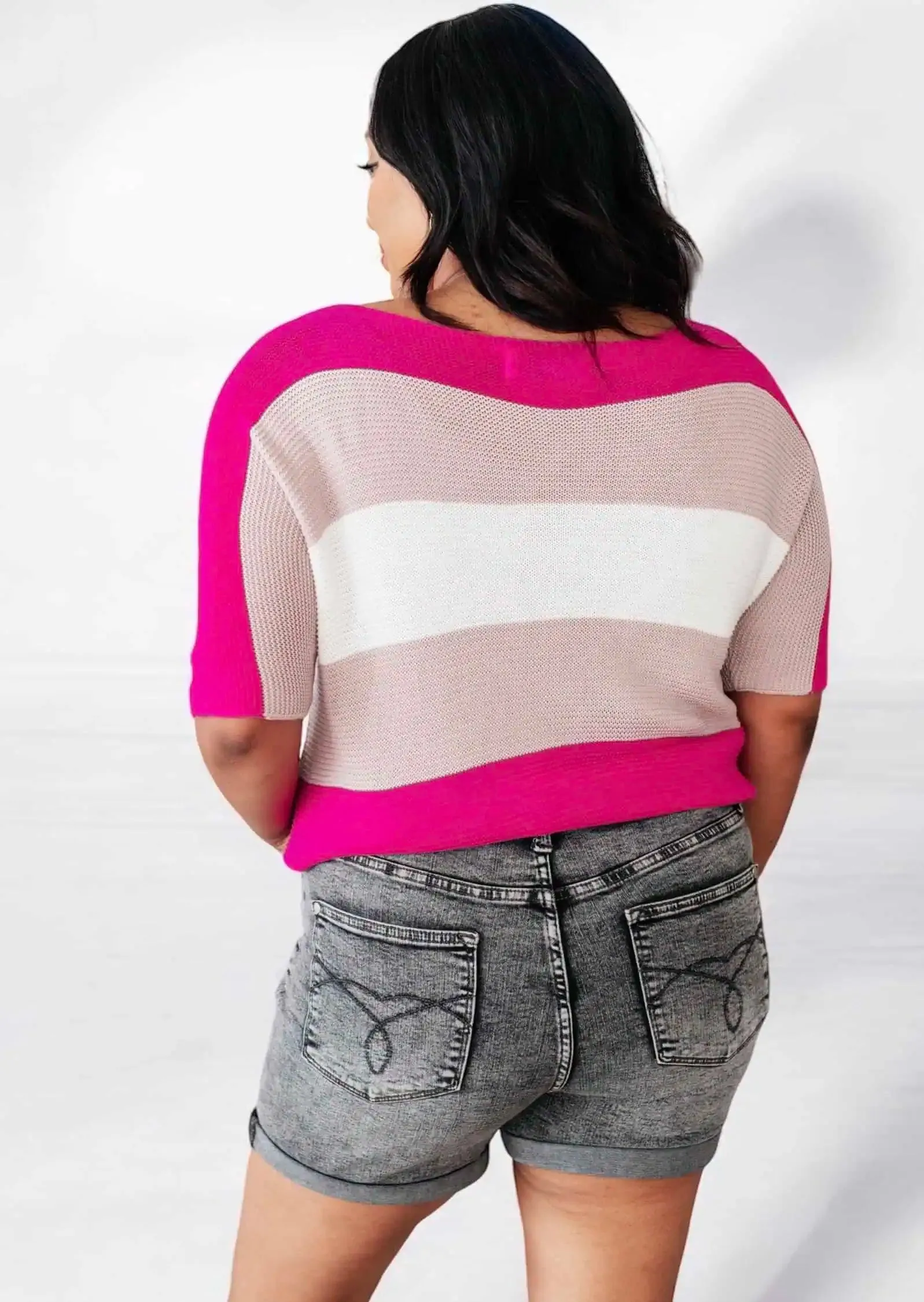 Rows Of Rose Short Sleeve Knit Top