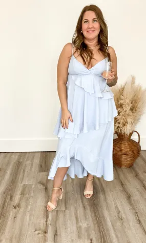 Ruffle Hem Maxi Dress - Sky