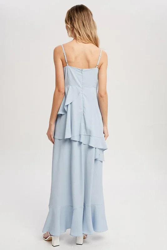 Ruffle Hem Maxi Dress - Sky