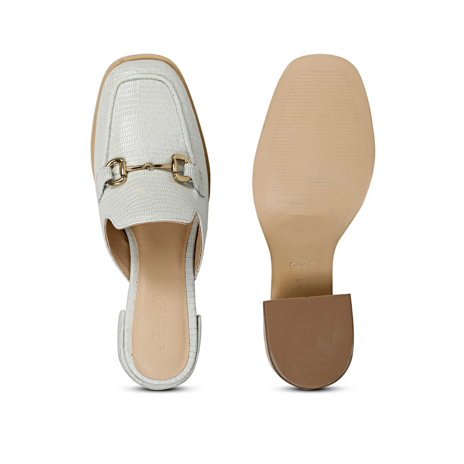 SaintG Womens White Leather Sandals